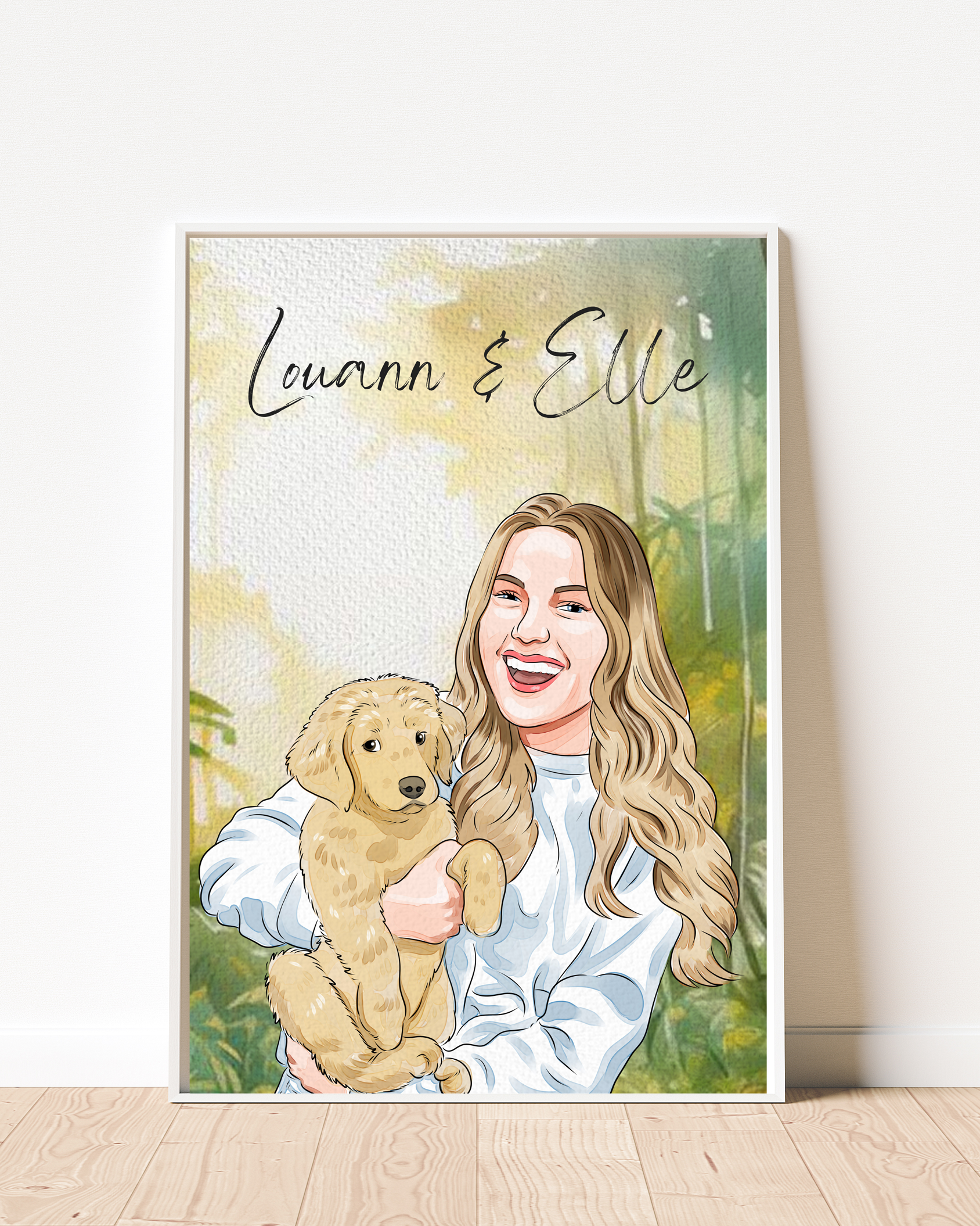 Custom Hand Drawn Digital Portrait with Background From Photo, Couple Portrait, Gift for Girlfriend/Boyfriend
