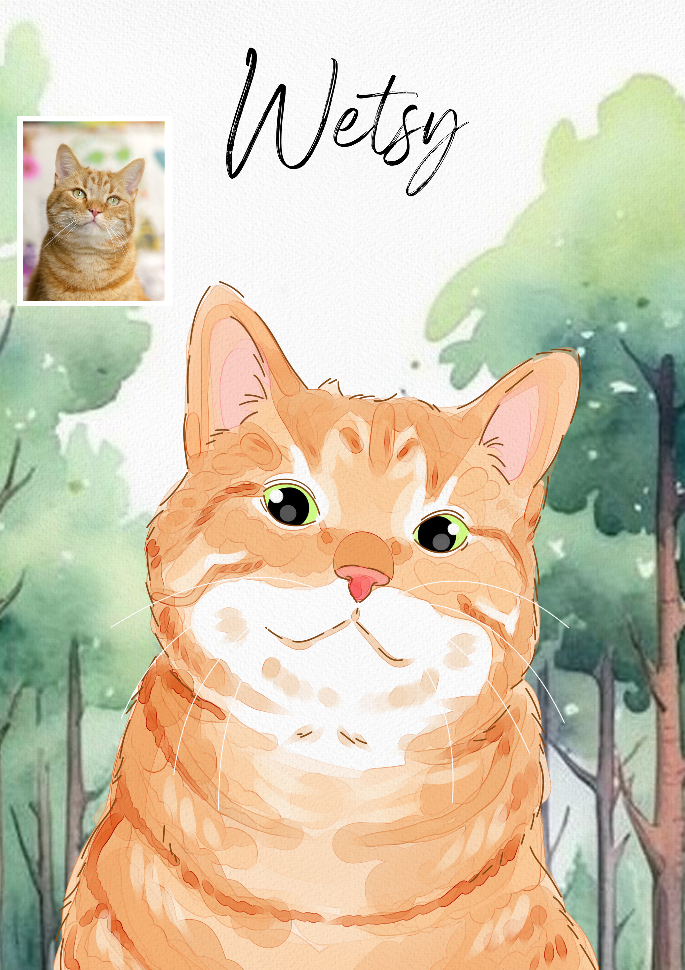 Custom Cat Digital Portrait | Personalized Pet Artwork | Unique Gift for Cat Lovers, Cat Owners & Pet Memorial Digital Art