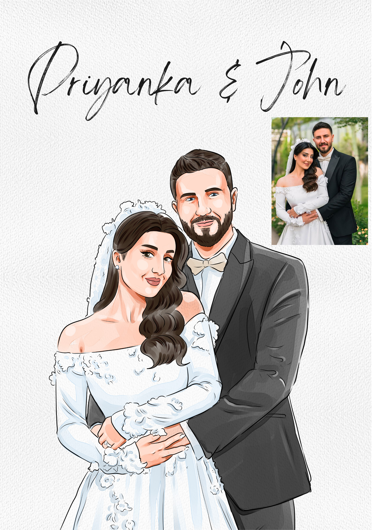 Custom Wedding portrait, Digital Couple Portrait, Wedding gift for couple, Personalized wedding art, Custom anniversary gift