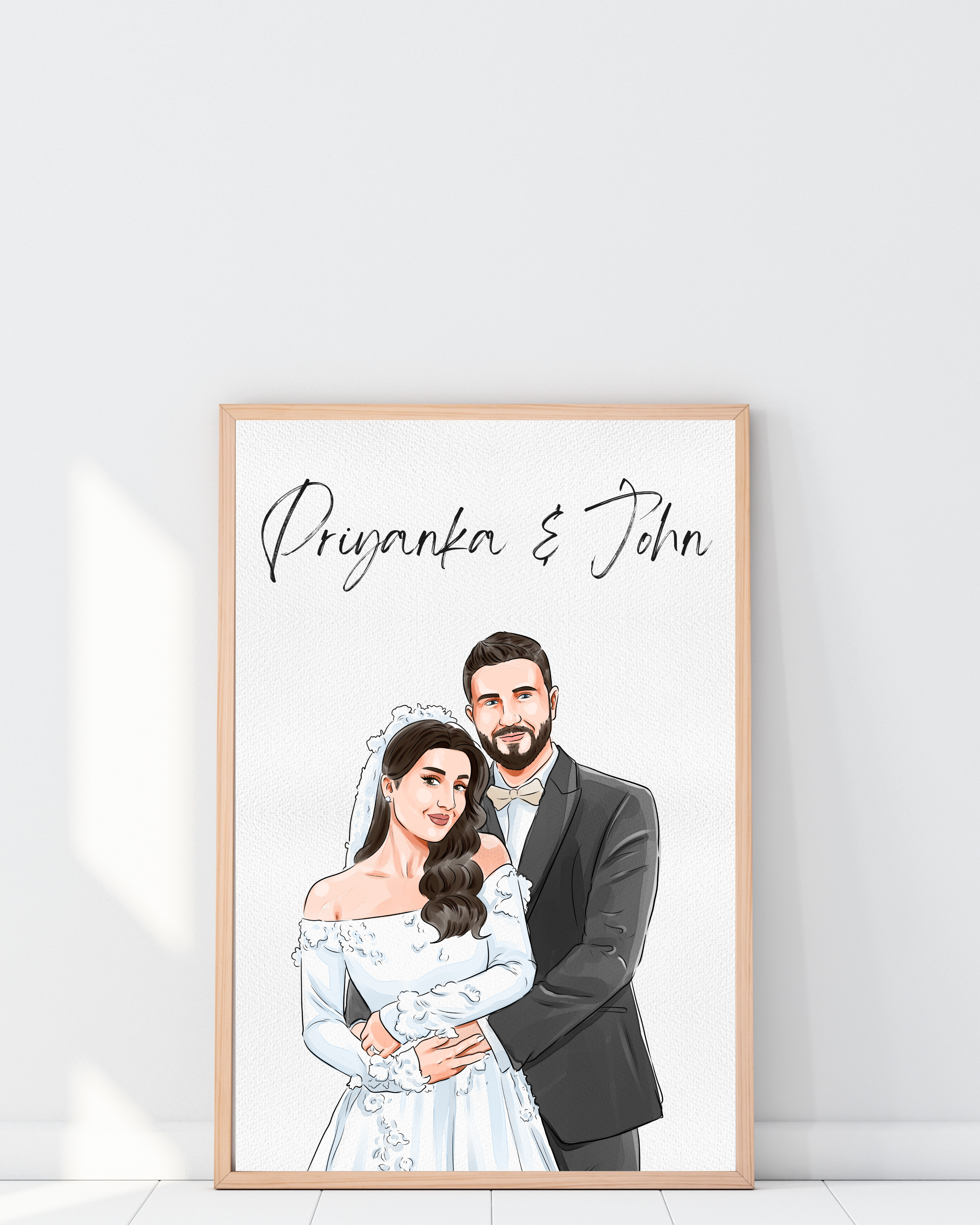 Custom Wedding portrait, Digital Couple Portrait, Wedding gift for couple, Personalized wedding art, Custom anniversary gift
