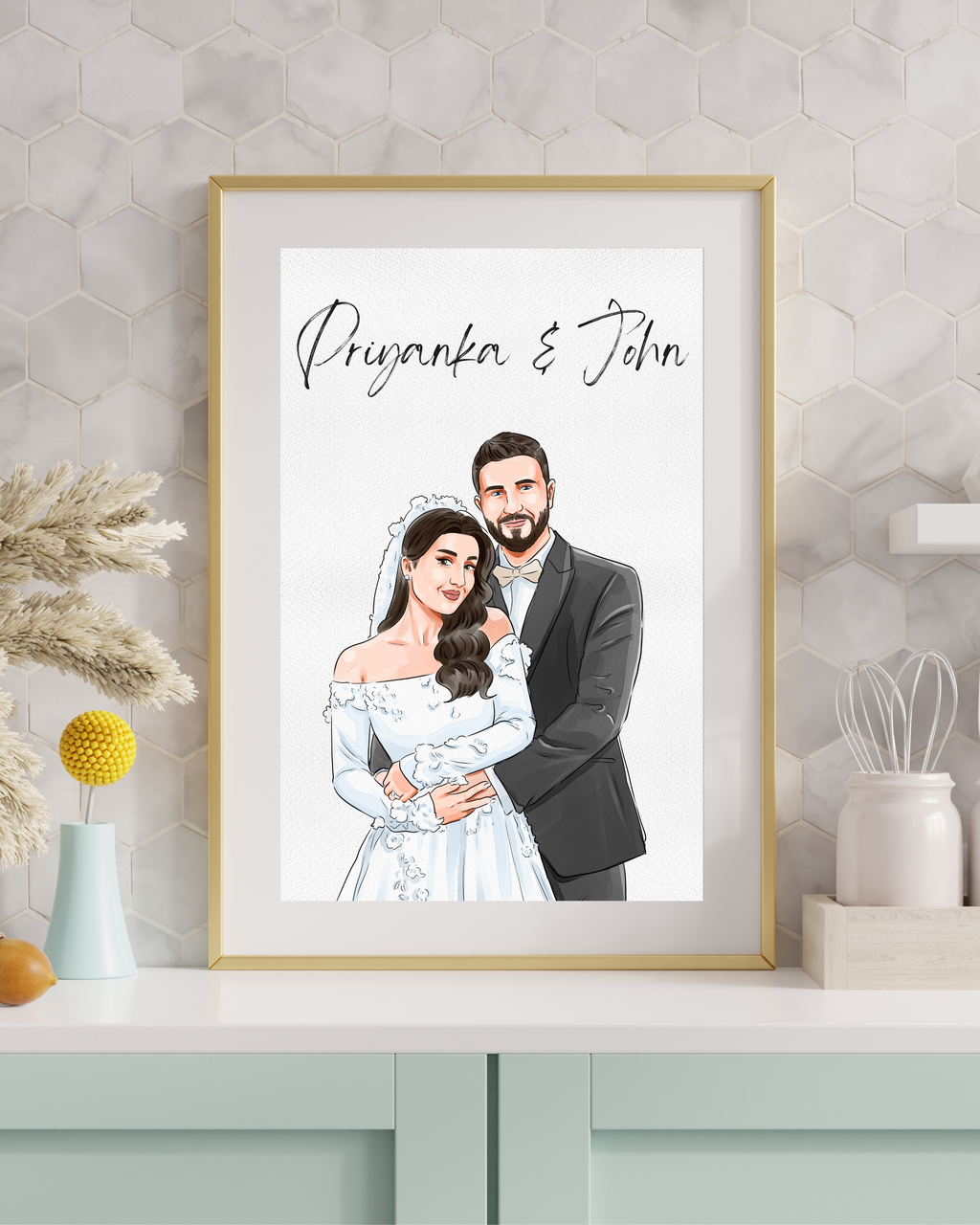 Custom Wedding portrait, Digital Couple Portrait, Wedding gift for couple, Personalized wedding art, Custom anniversary gift