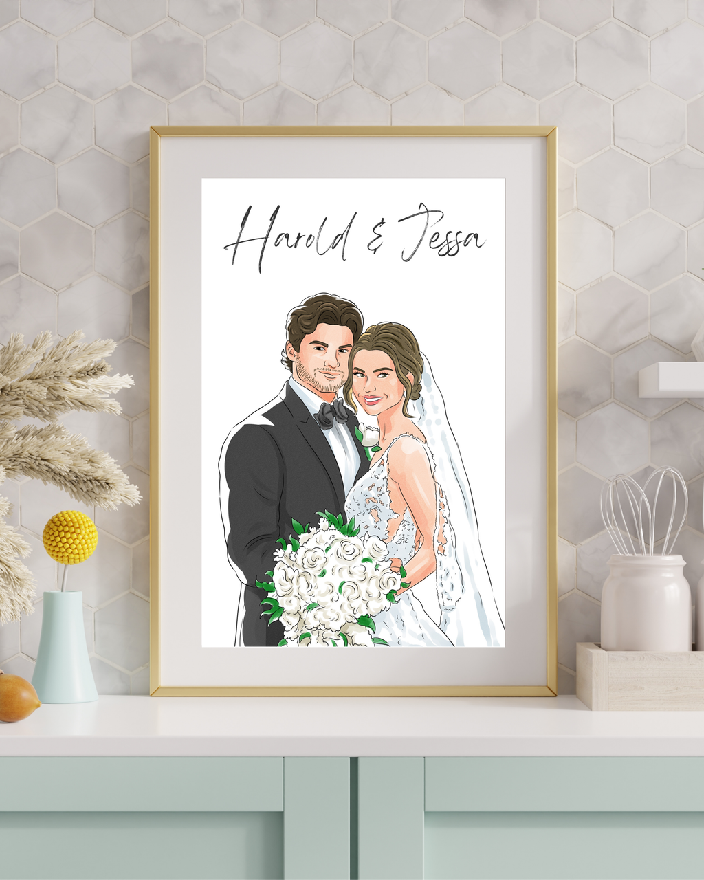 Custom Digital Watercolor Portrait From Photo, Couple, Wedding, Anniversary gift