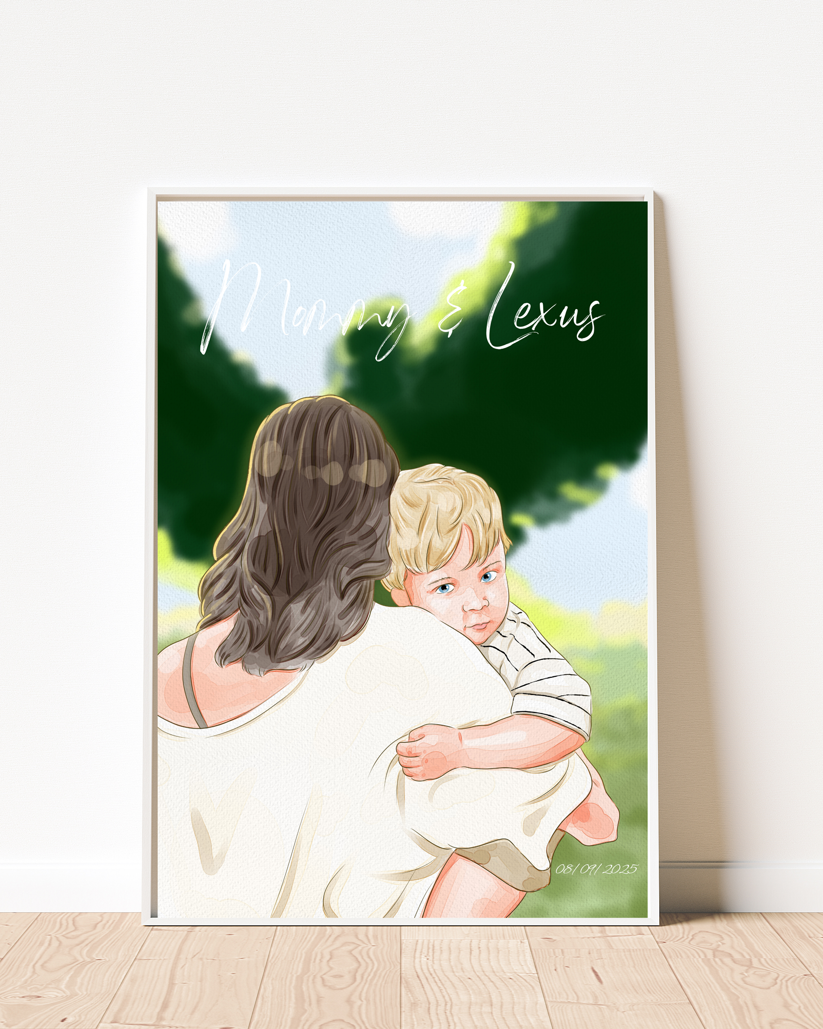 Custom Digital Watercolor Portrait | Couple, Family & Pets |