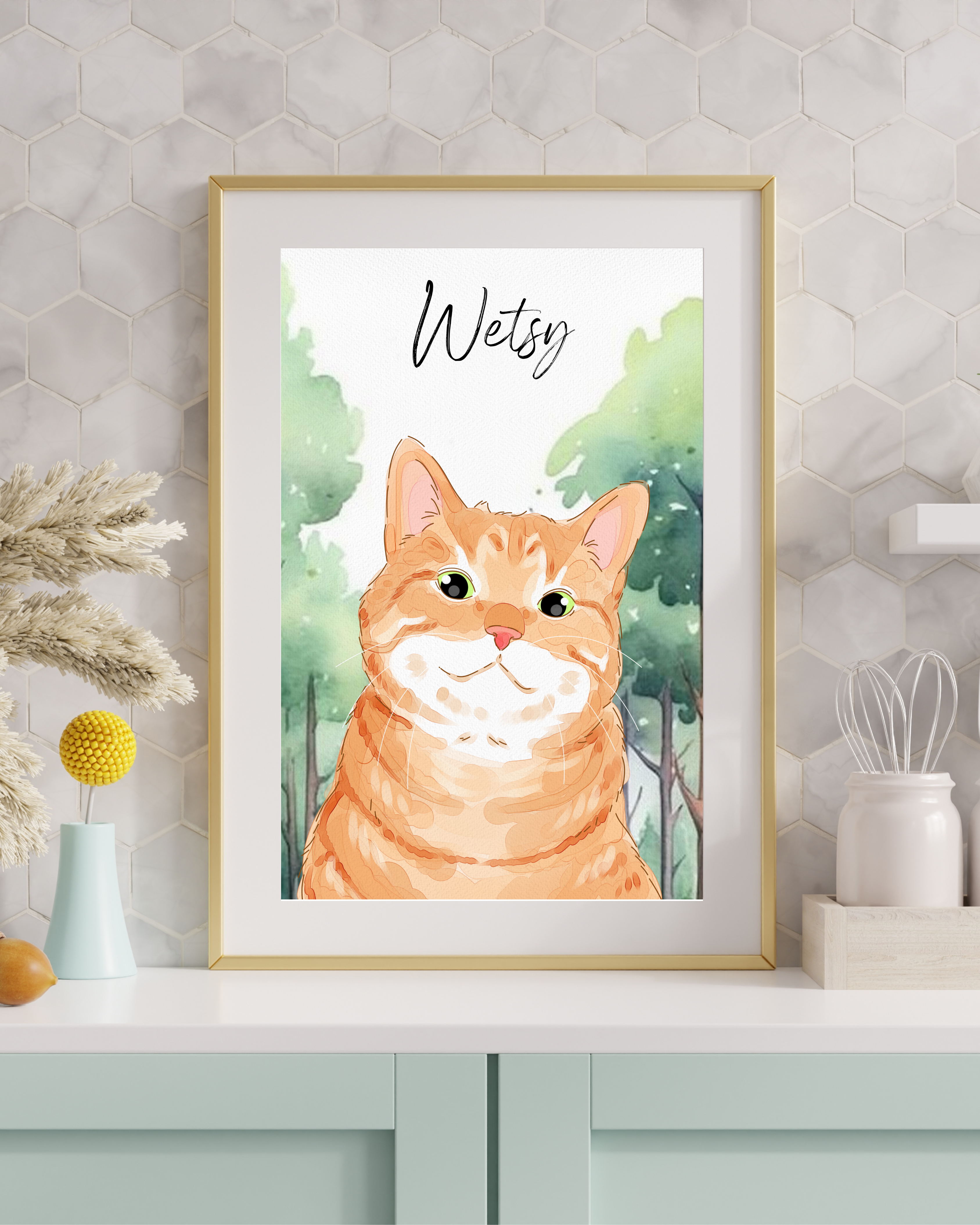 Custom Cat Digital Portrait | Personalized Pet Artwork | Unique Gift for Cat Lovers, Cat Owners & Pet Memorial Digital Art