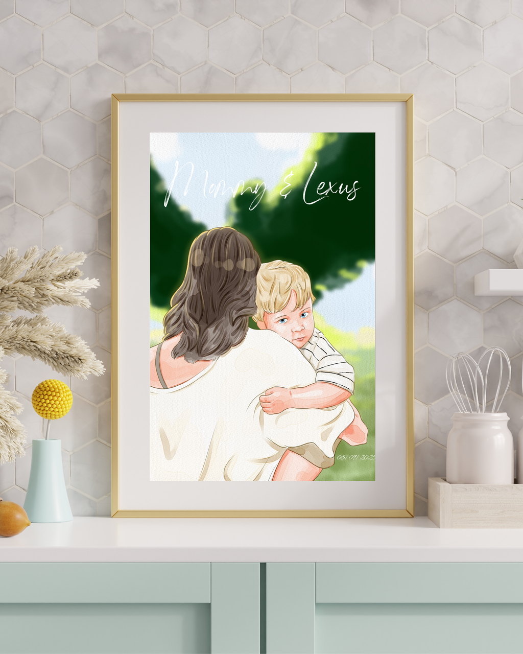 Custom Digital Watercolor Portrait | Couple, Family & Pets |