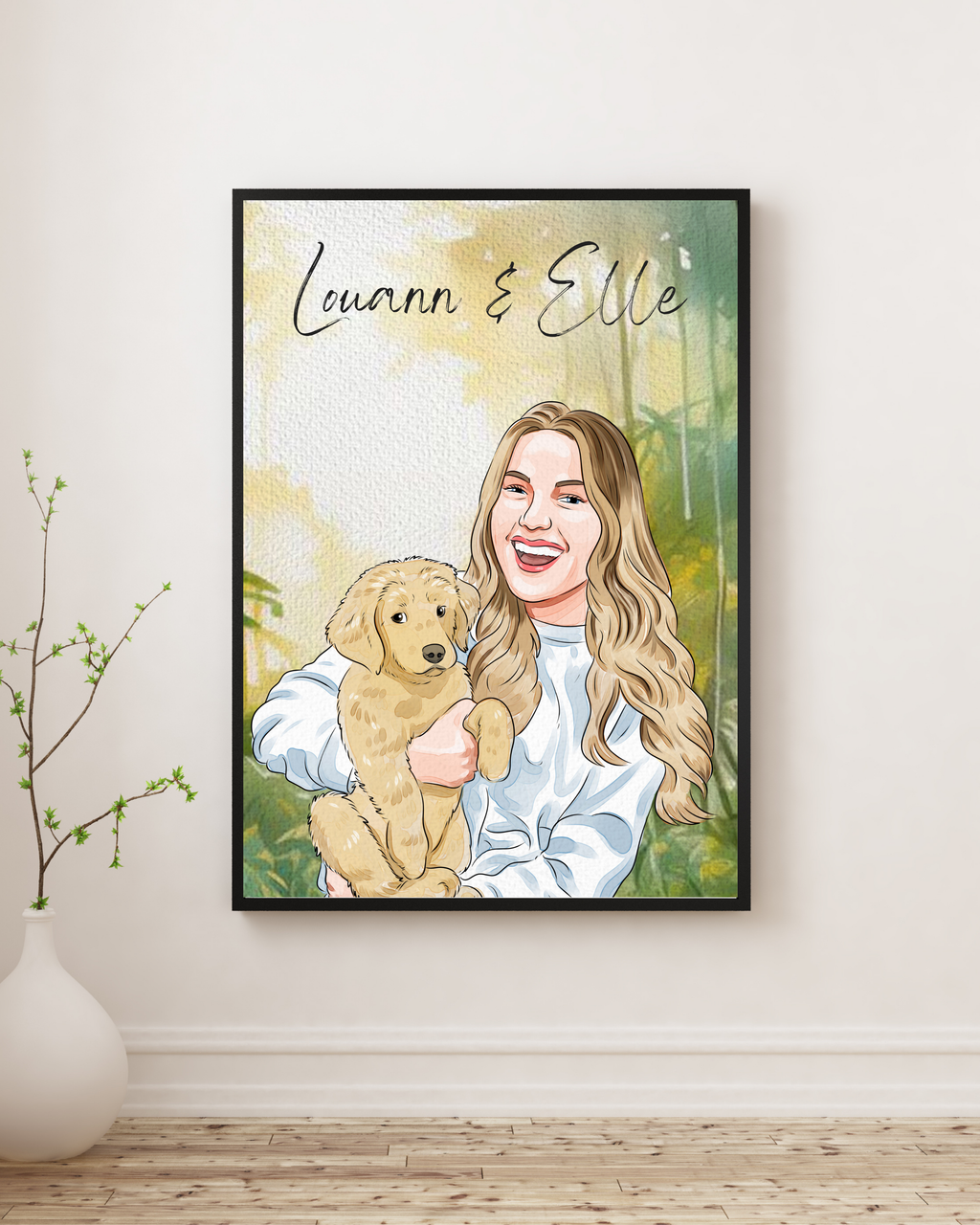 Custom Hand Drawn Digital Portrait with Background From Photo, Couple Portrait, Gift for Girlfriend/Boyfriend