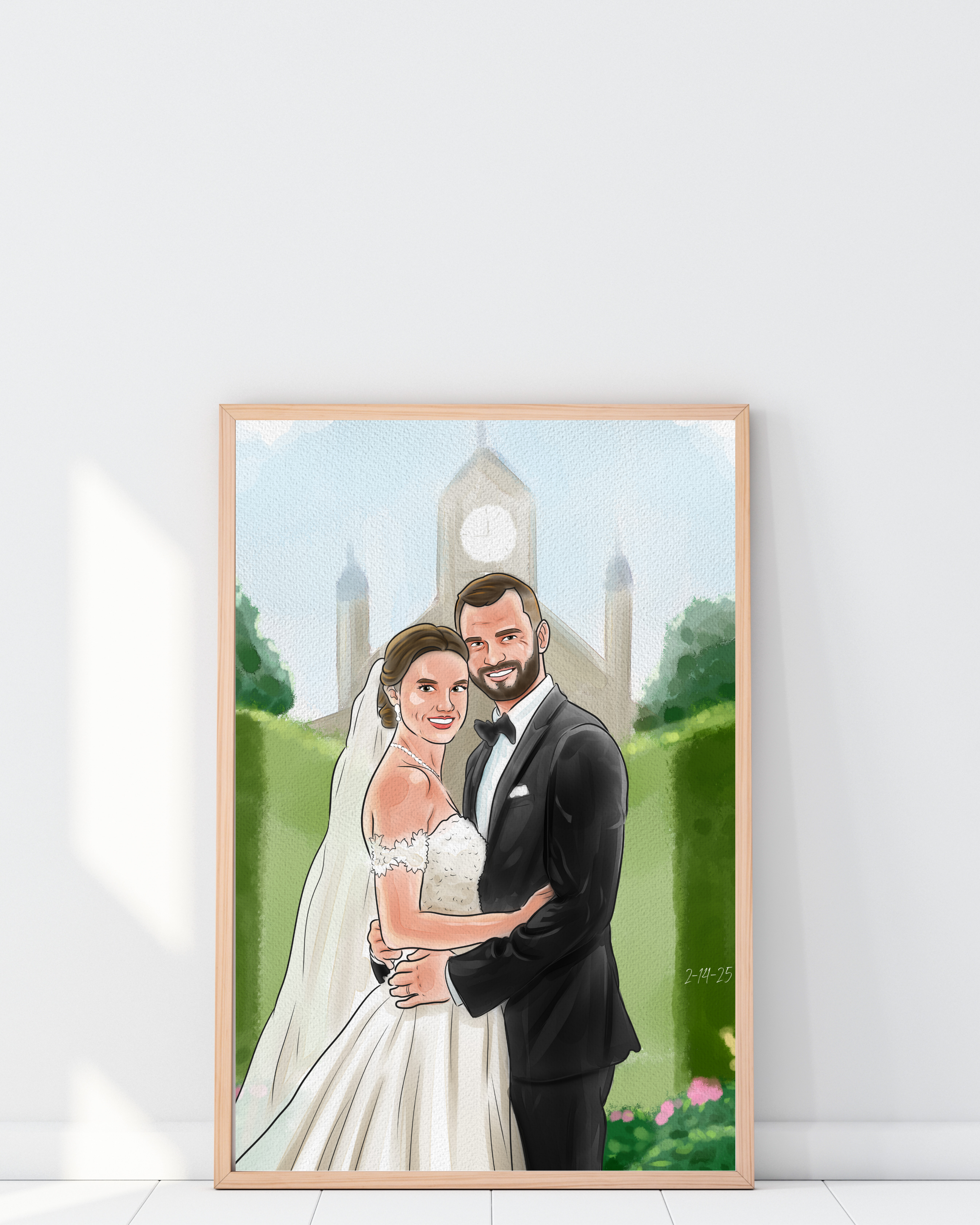 Custom Hand Drawn Digital Portrait with Background From Photo, Couple Proposal gift, Gift for Girlfriend/Boyfriend, Wedding/Engagement gift