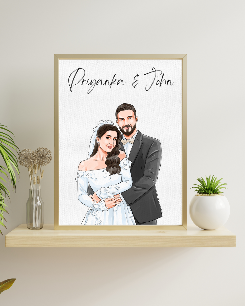 Custom Wedding portrait, Digital Couple Portrait, Wedding gift for couple, Personalized wedding art, Custom anniversary gift