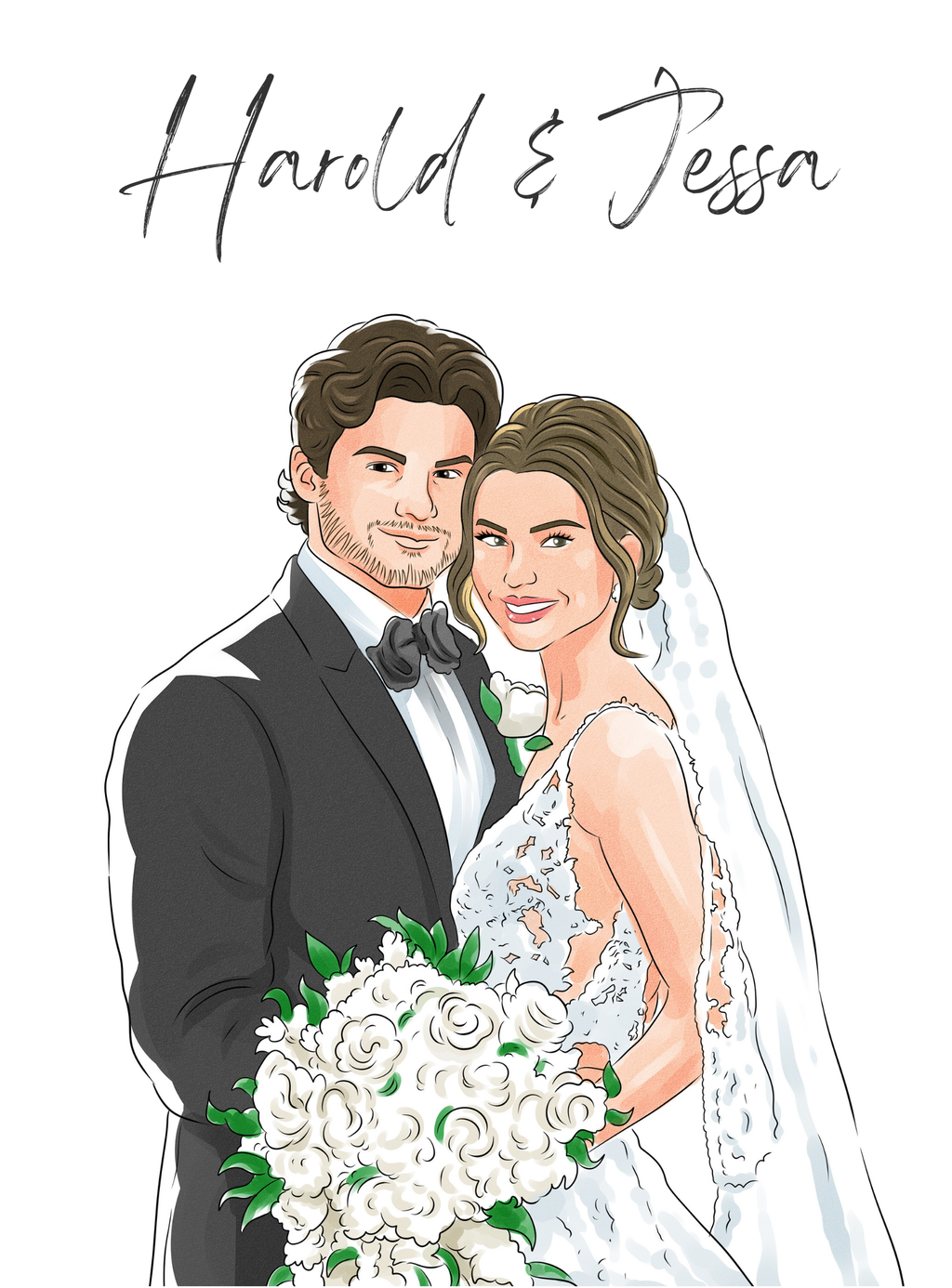 Custom Digital Watercolor Portrait From Photo, Couple, Wedding, Anniversary gift