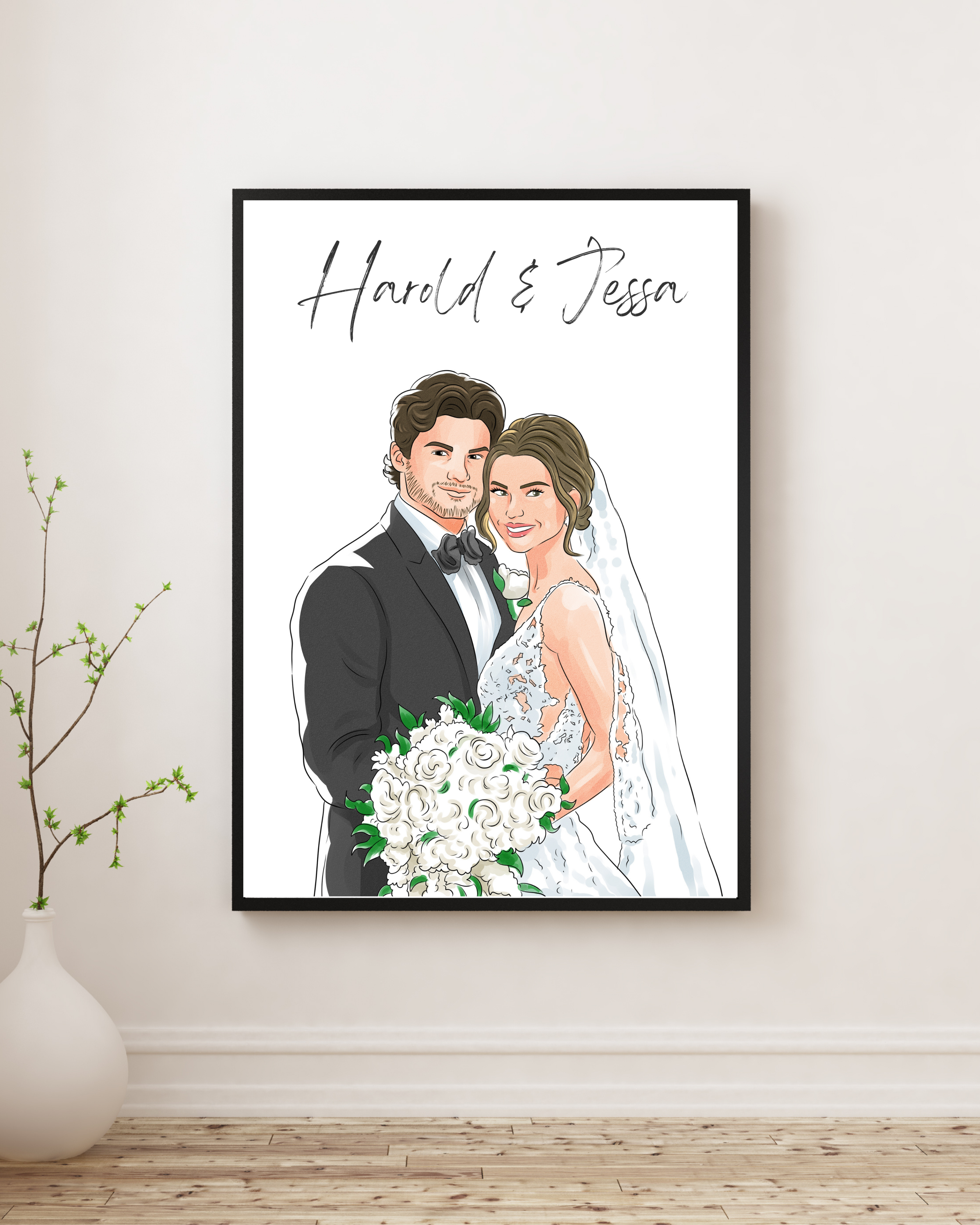 Custom Digital Watercolor Portrait From Photo, Couple, Wedding, Anniversary gift