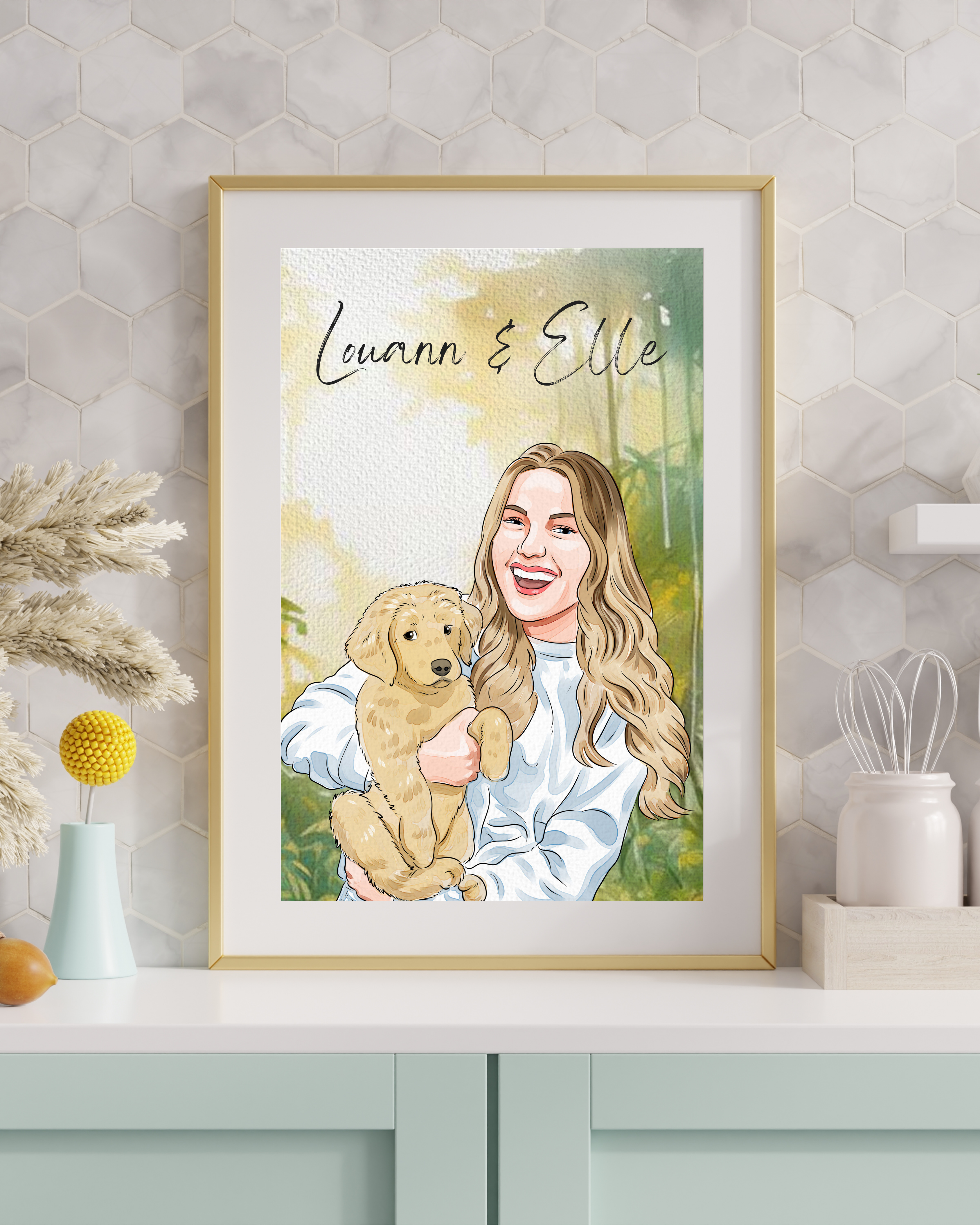 Custom Hand Drawn Digital Portrait with Background From Photo, Couple Portrait, Gift for Girlfriend/Boyfriend