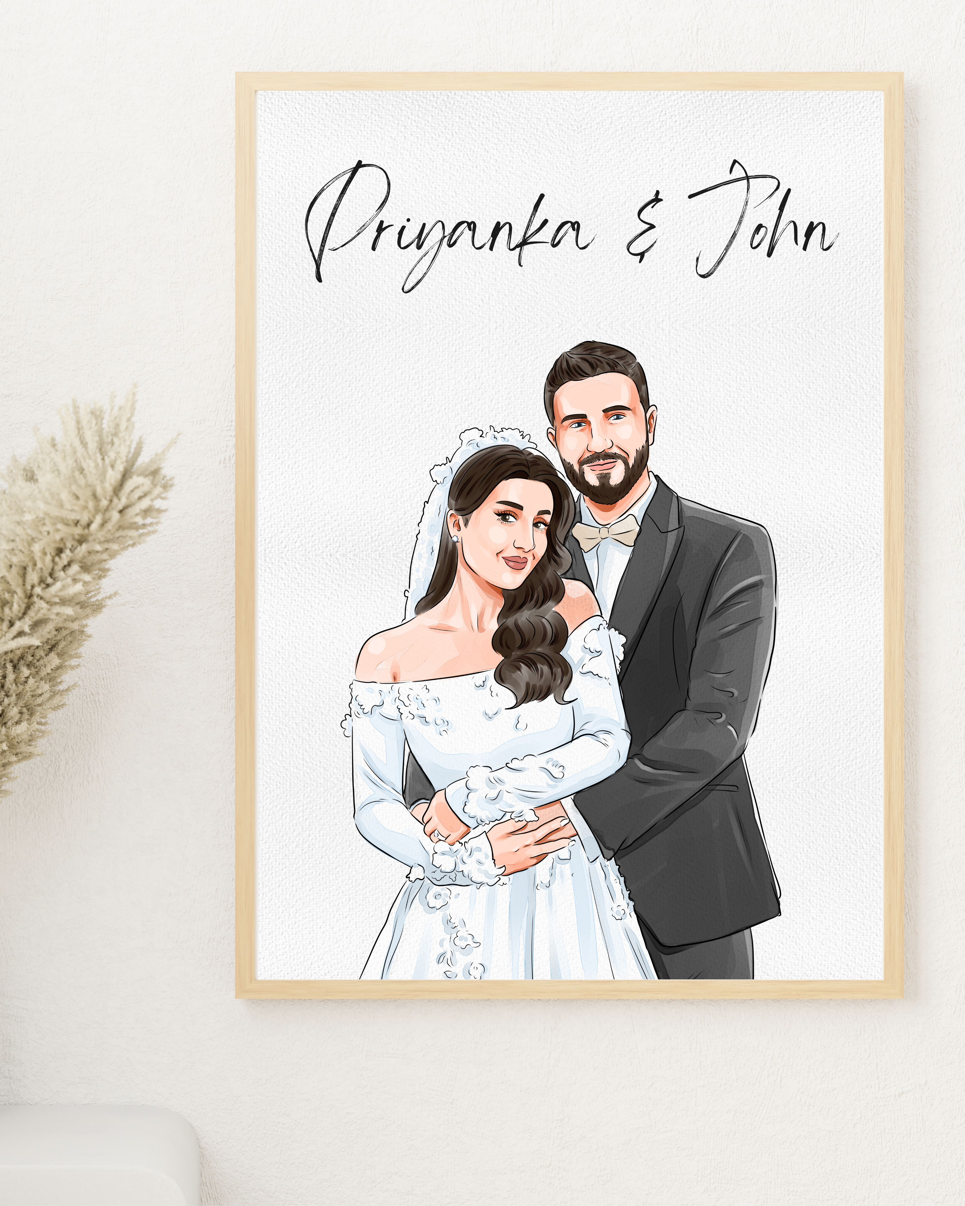 Custom Wedding portrait, Digital Couple Portrait, Wedding gift for couple, Personalized wedding art, Custom anniversary gift