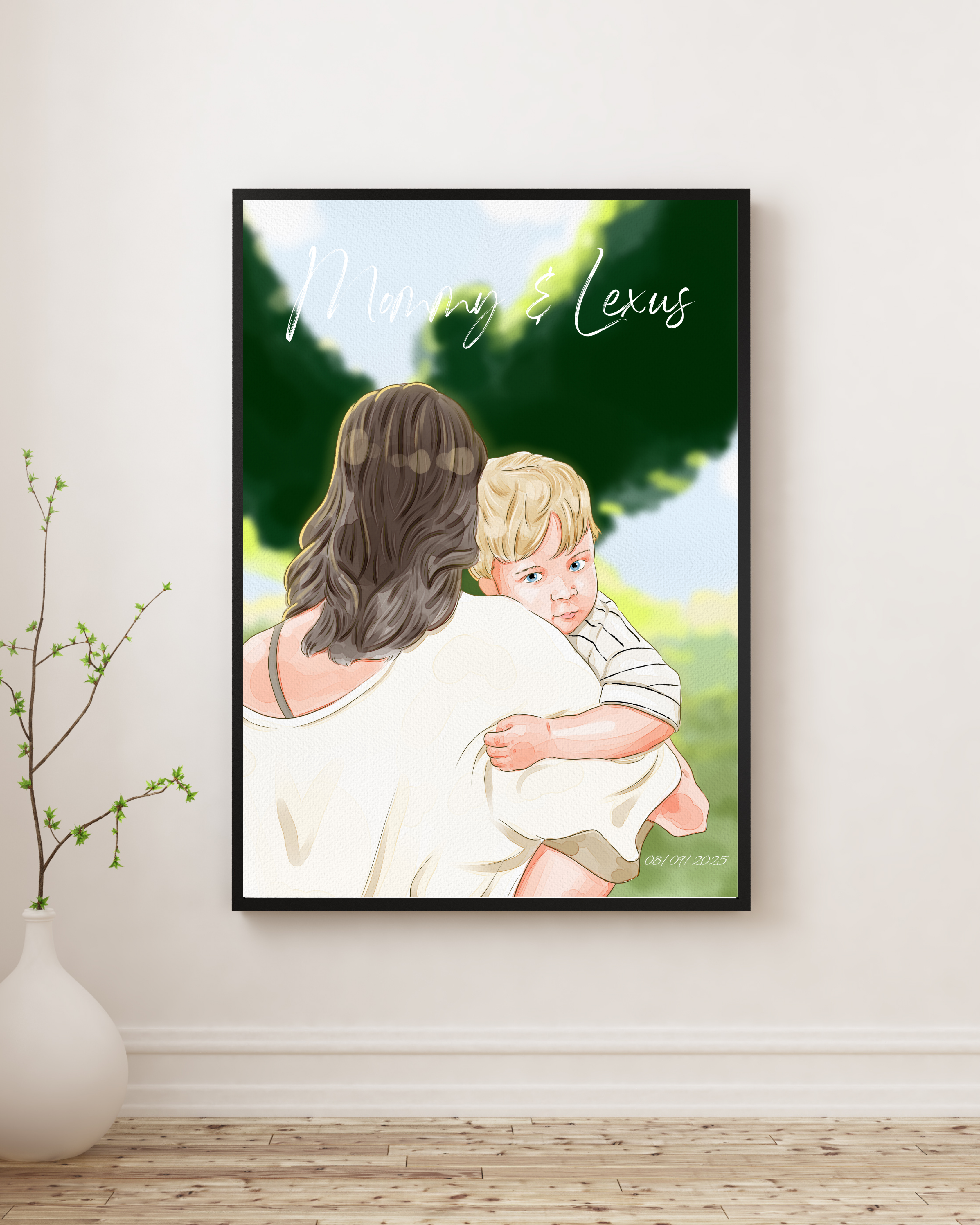 Custom Digital Watercolor Portrait | Couple, Family & Pets |