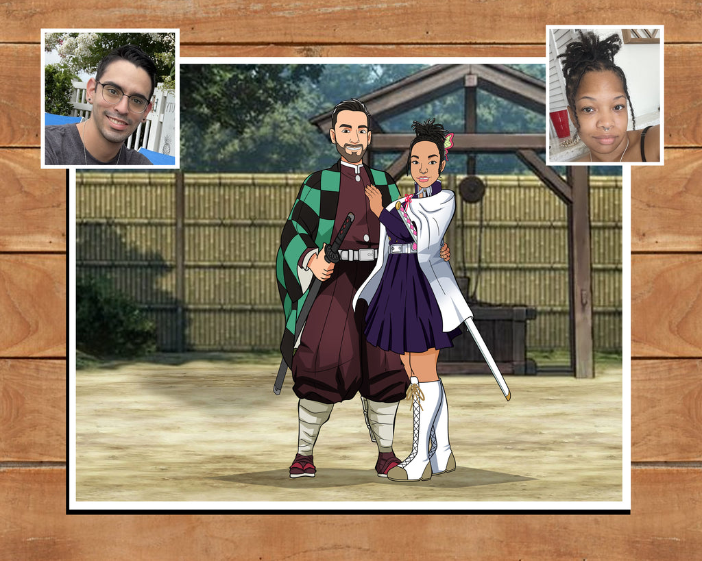 Custom Demon Slayer Anime Portrait, Become a Hashira or Demon