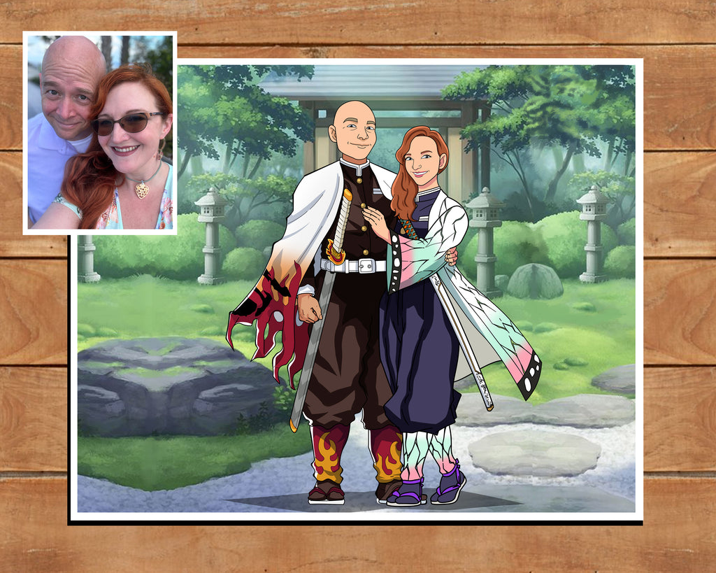 Custom Demon Slayer Anime Portrait, Become a Hashira or Demon