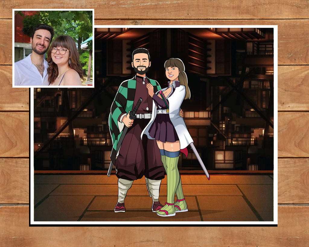 Custom Demon Slayer Anime Portrait, Become a Hashira or Demon