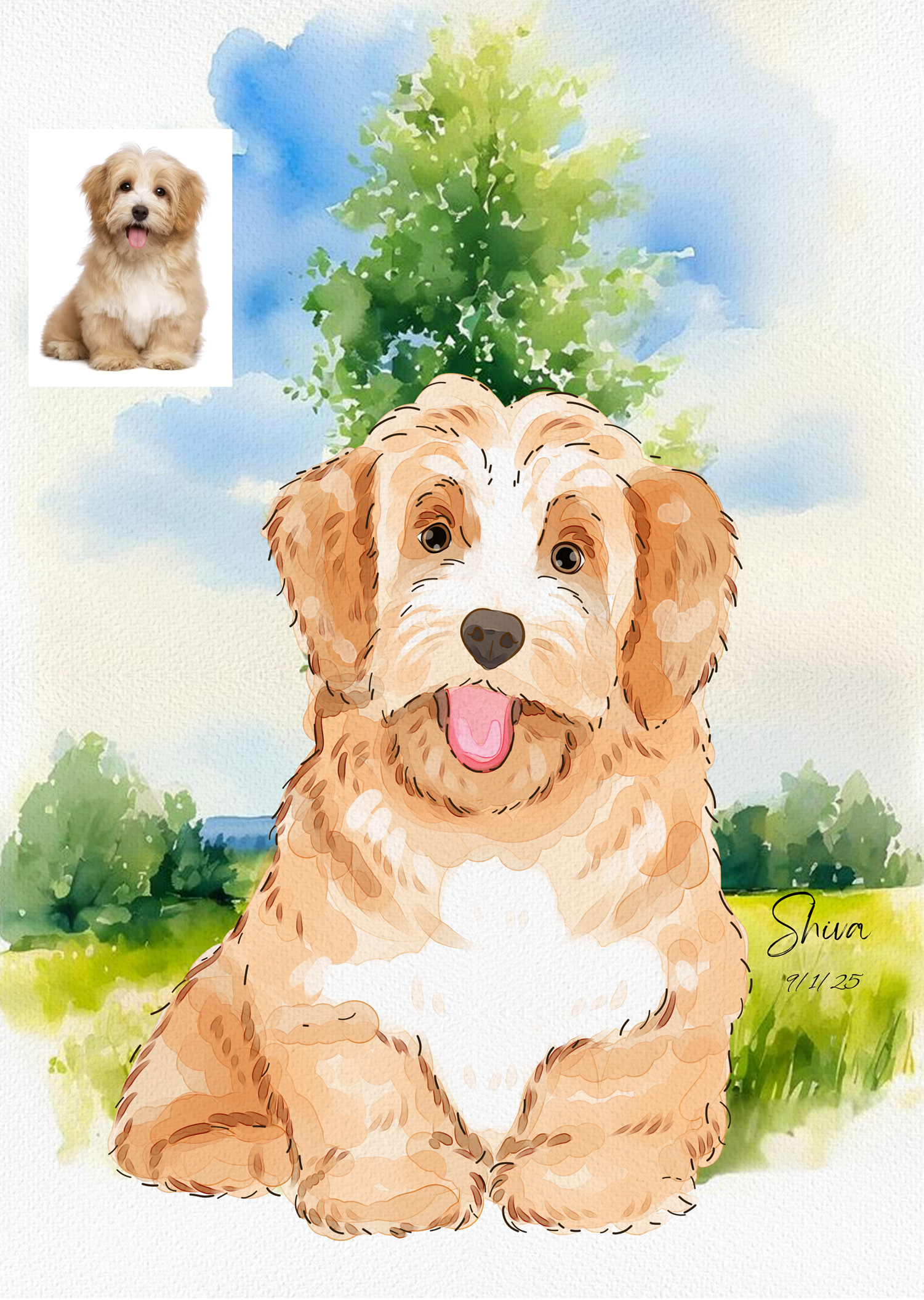 Custom Watercolor Pet Portrait – Digital Pet Painting from Photo | 3-Day Turnaround | Dog, Cat, Pet Memorial Gift