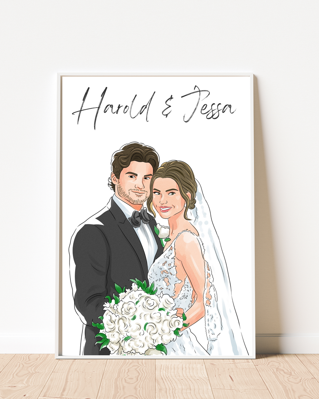 Custom Digital Watercolor Portrait From Photo, Couple, Wedding, Anniversary gift