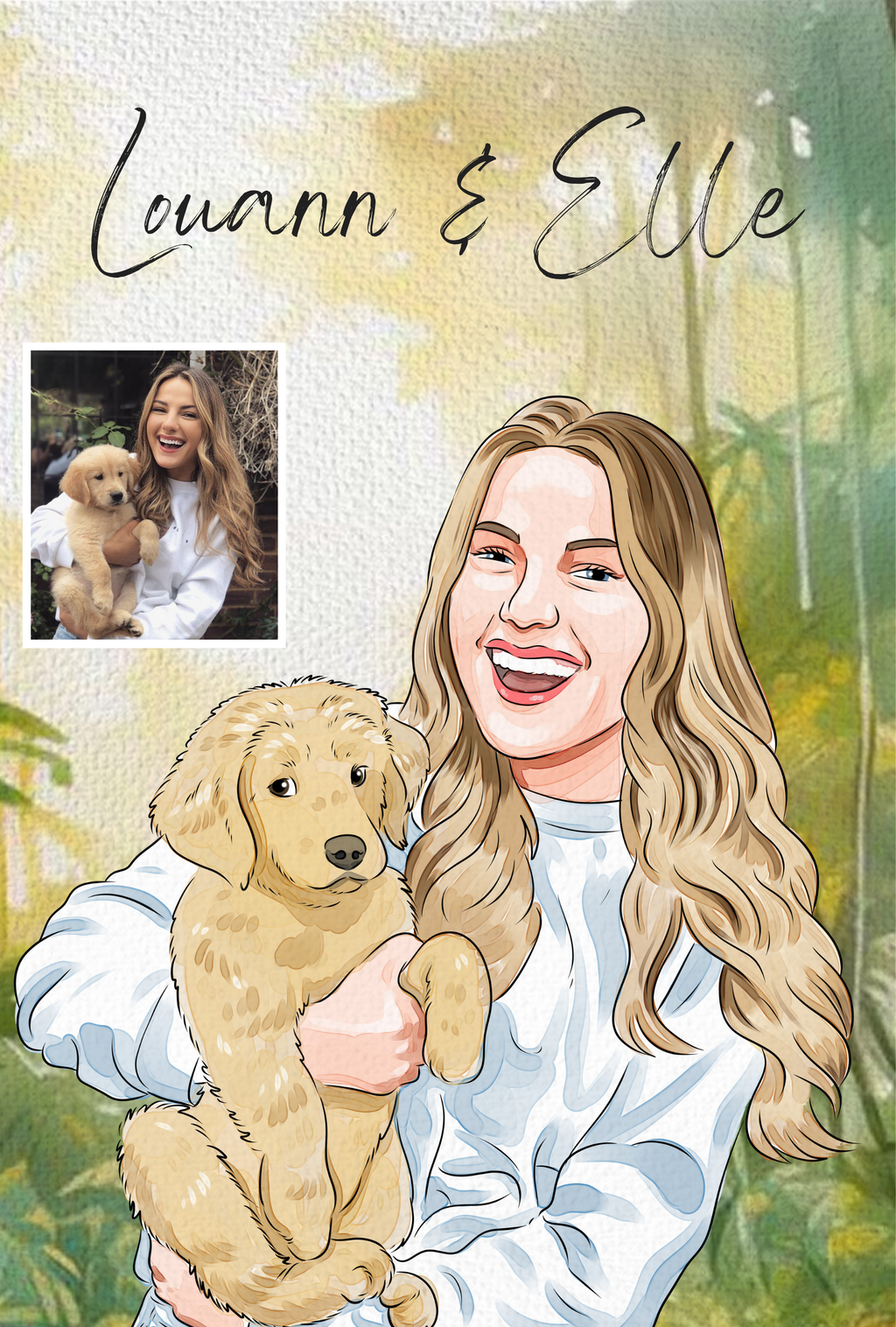 Custom Hand Drawn Digital Portrait with Background From Photo, Couple Portrait, Gift for Girlfriend/Boyfriend