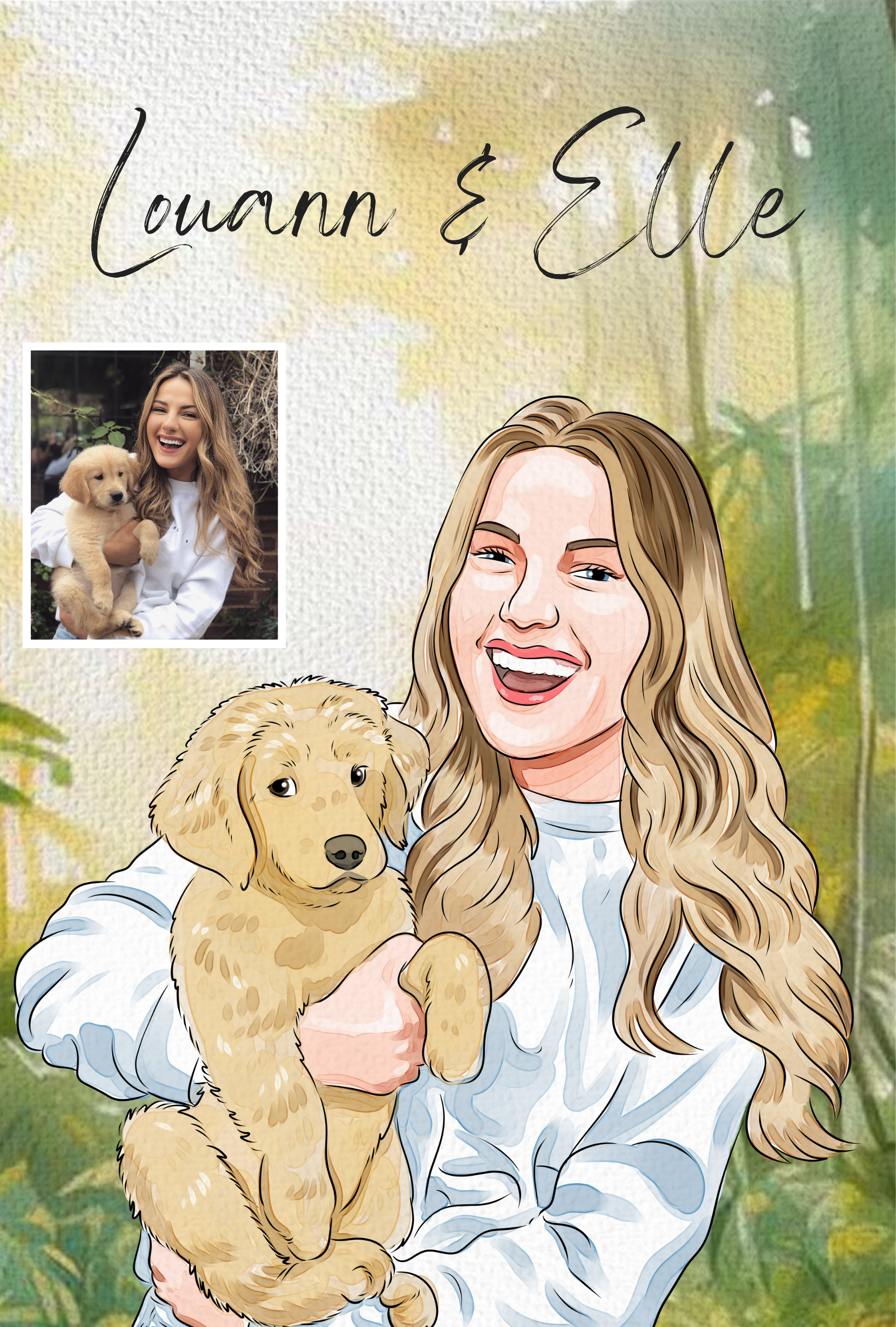 Custom Hand Drawn Digital Portrait with Background From Photo, Couple Portrait, Gift for Girlfriend/Boyfriend