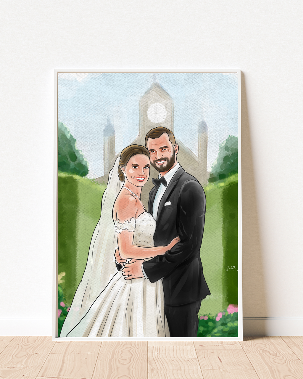 Custom Hand Drawn Digital Portrait with Background From Photo, Couple Proposal gift, Gift for Girlfriend/Boyfriend, Wedding/Engagement gift