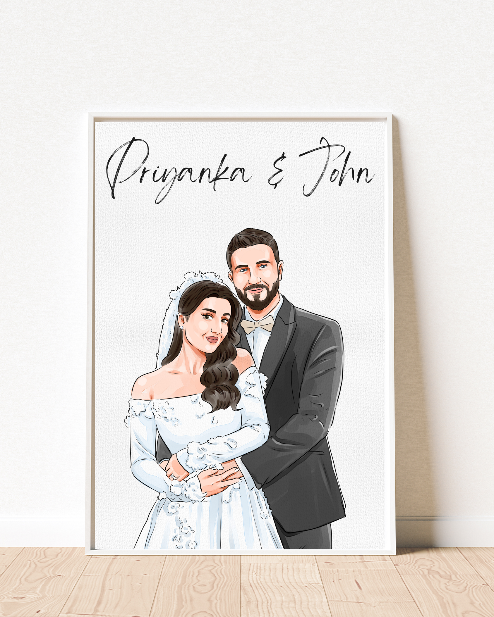 Custom Wedding portrait, Digital Couple Portrait, Wedding gift for couple, Personalized wedding art, Custom anniversary gift